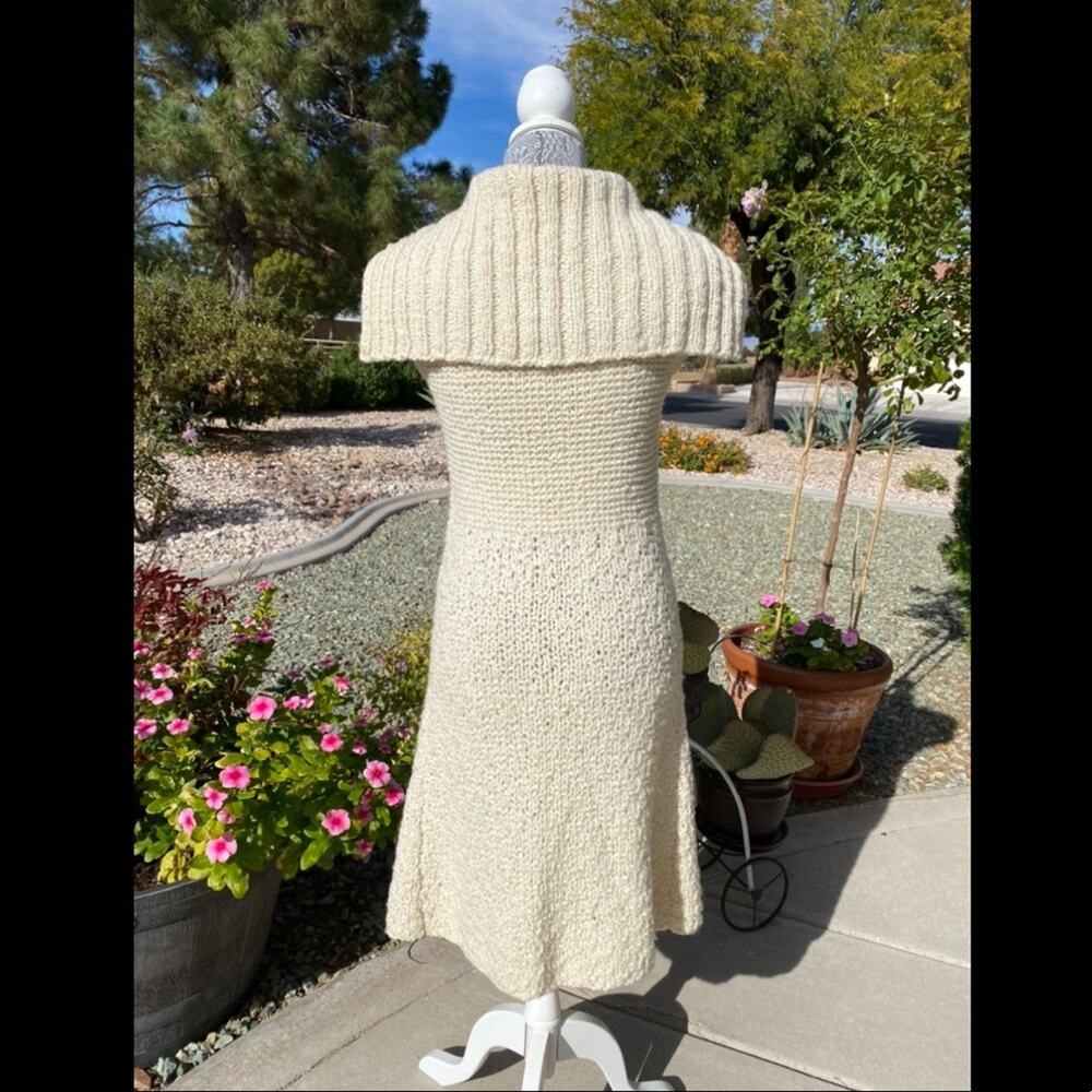 FREE PEOPLE RARE! Handmade Fisherman’s Wool Cardigan Sweater Duster Cream XS - Picture 9 of 10